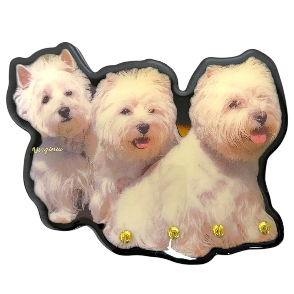 Vintage‎ Wall Mounted Key/Leash Hook Westie Dog Puppy Virginia Souvenir Plaque